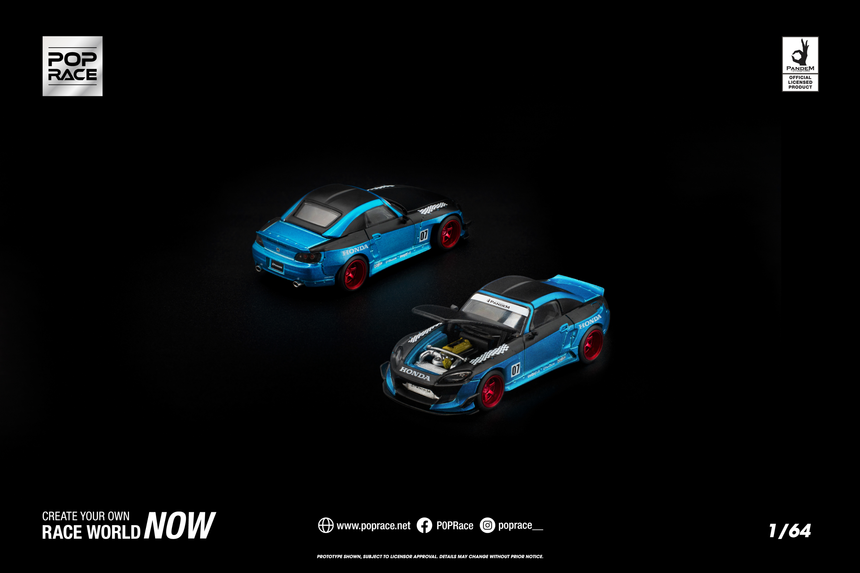 [POP RACE] 1:64 Pandem S2000 Metallic Blue - Toy Space Diecast Online Store Singapore
