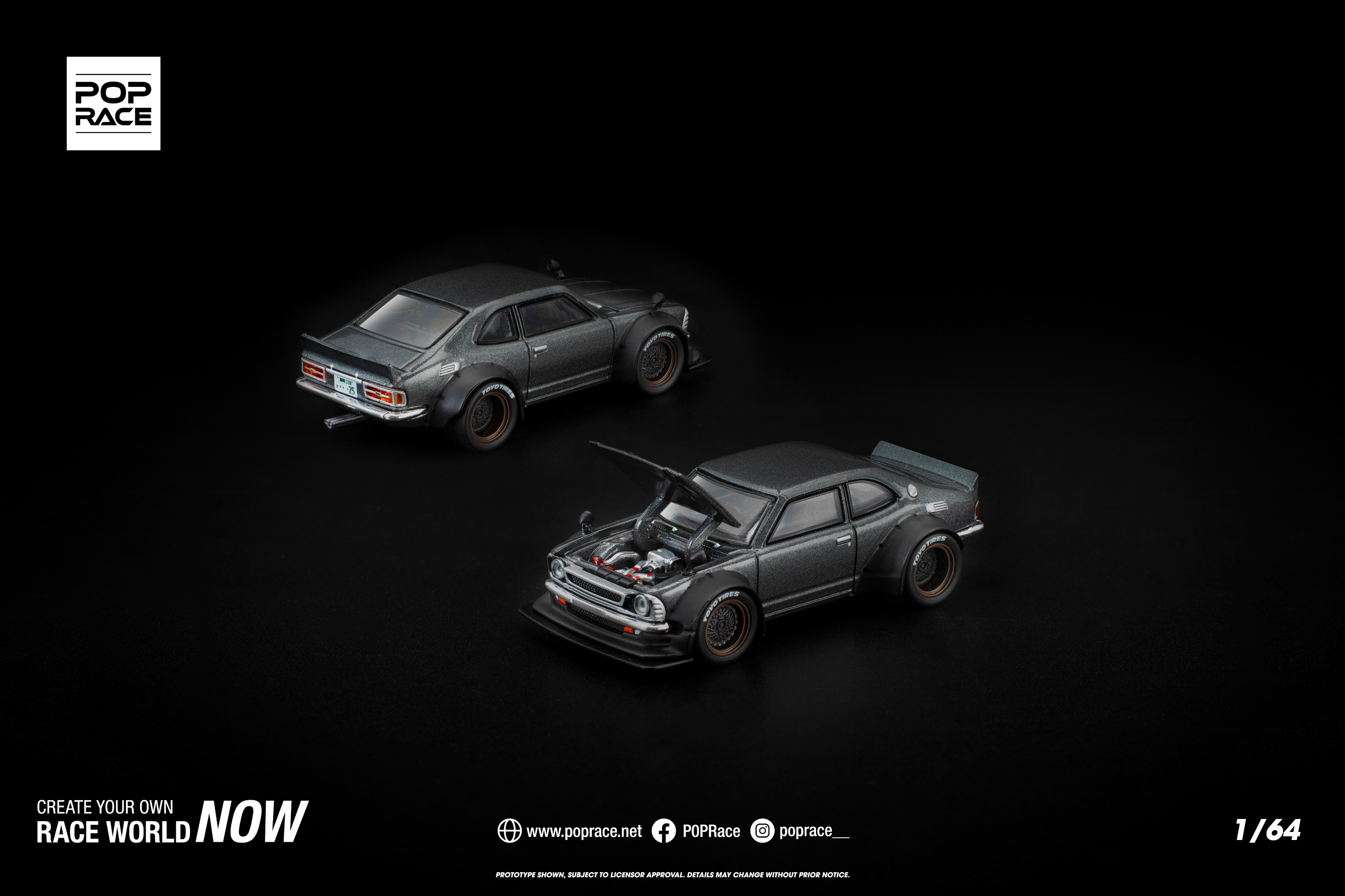 [POP RACE] 1:64 Toyota Corolla KE 25 Matte Grey
