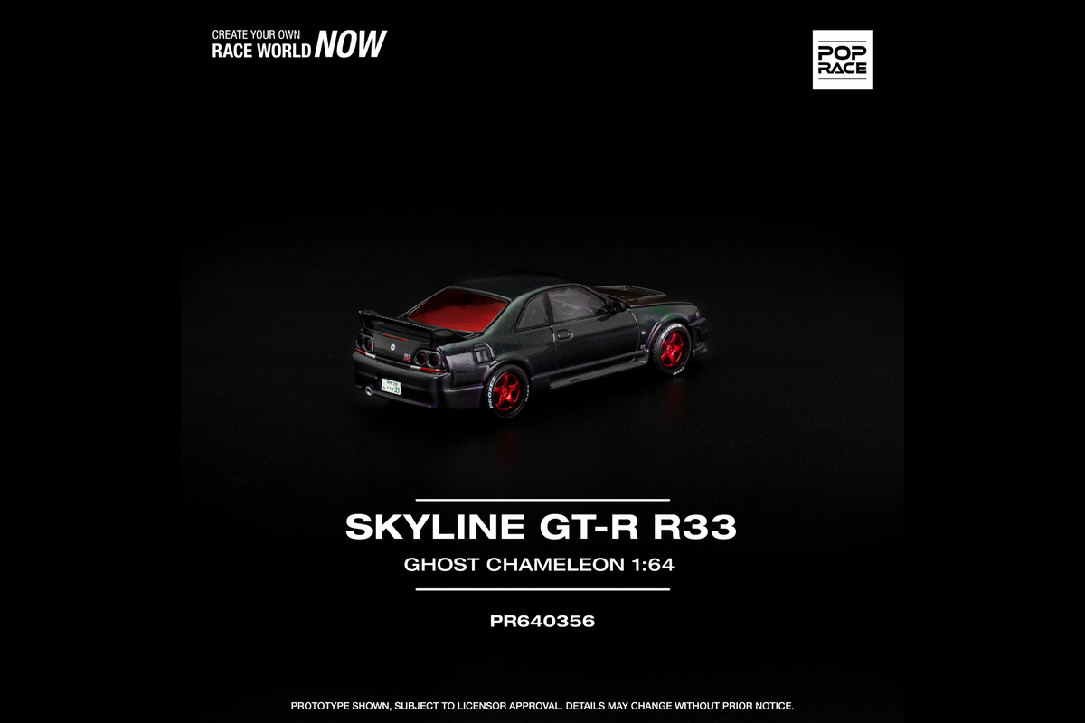 [POP RACE] 1:64 Skyline GT-R R33 Ghost Chameleon - Toy Space Diecast Online Store Singapore