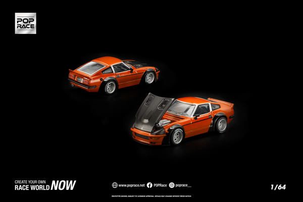 [POP RACE] 1:64 Pandem 280ZX Orange - Toy Space Diecast Online Store Singapore