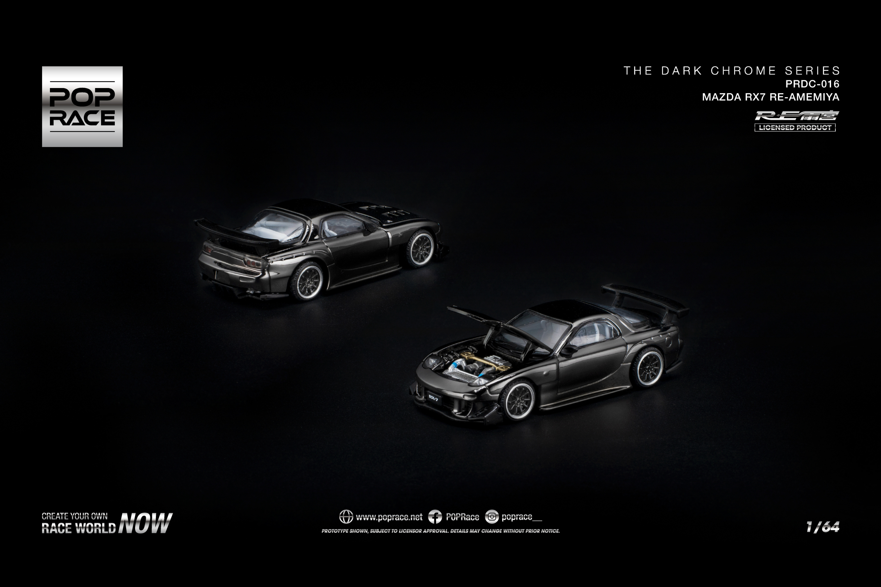 [POP RACE] 1:64 Mazda RX-7 Re-Amemiya Dark Chrome