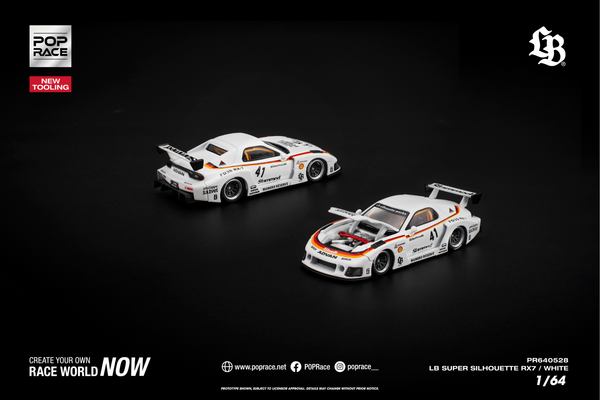 [POP RACE] 1:64 LB Super Silhouette RX7 (FD3S) White