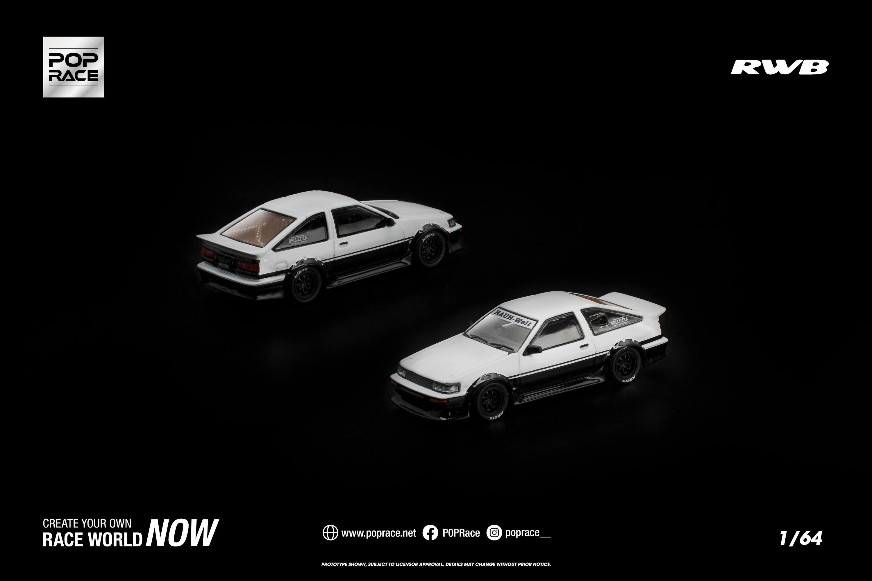 [POP RACE] 1:64 RWB AE86 White Black