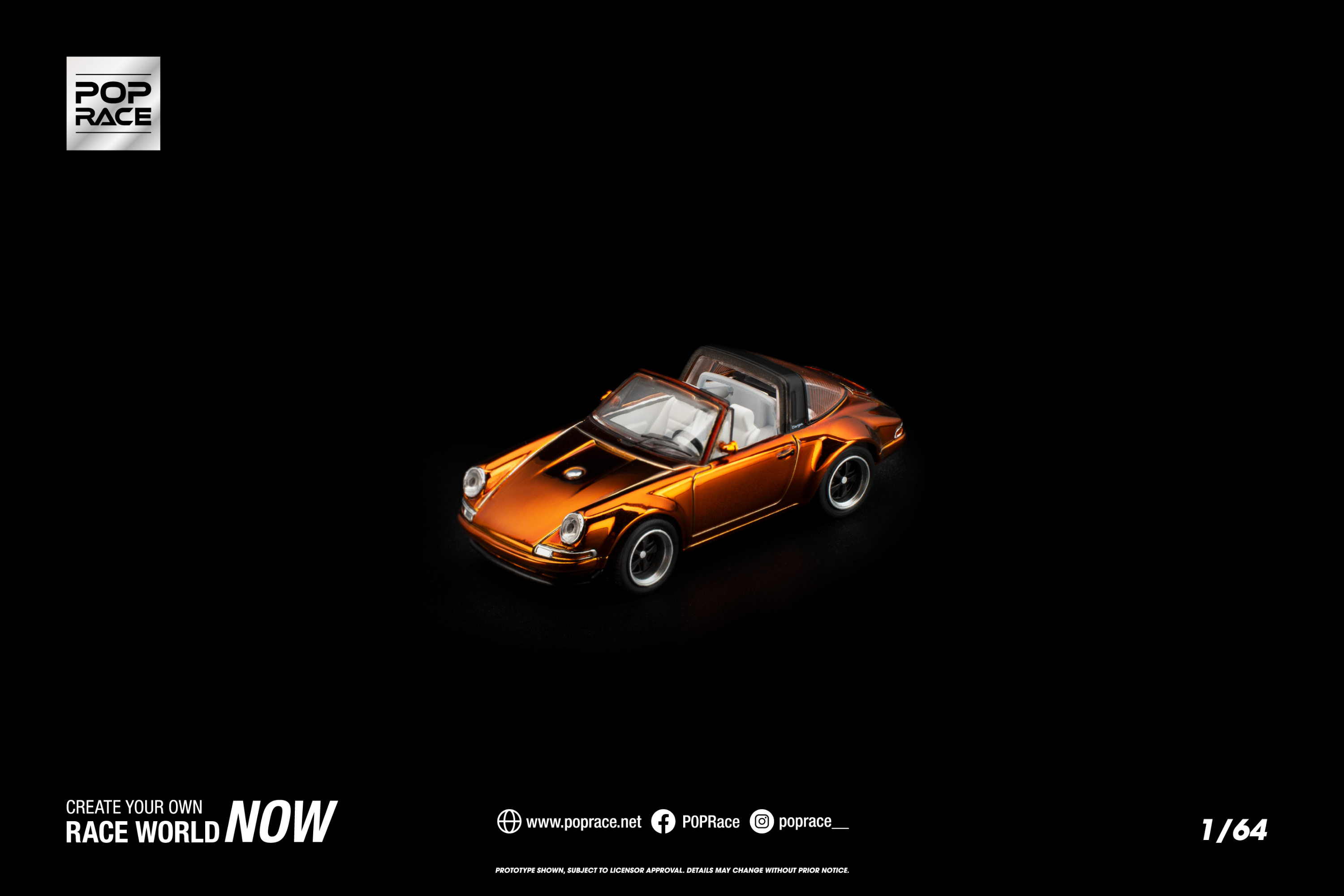 [POP RACE] 1:64 Singer Targa Bronze Chrome - Toy Space Diecast Online Store Singapore