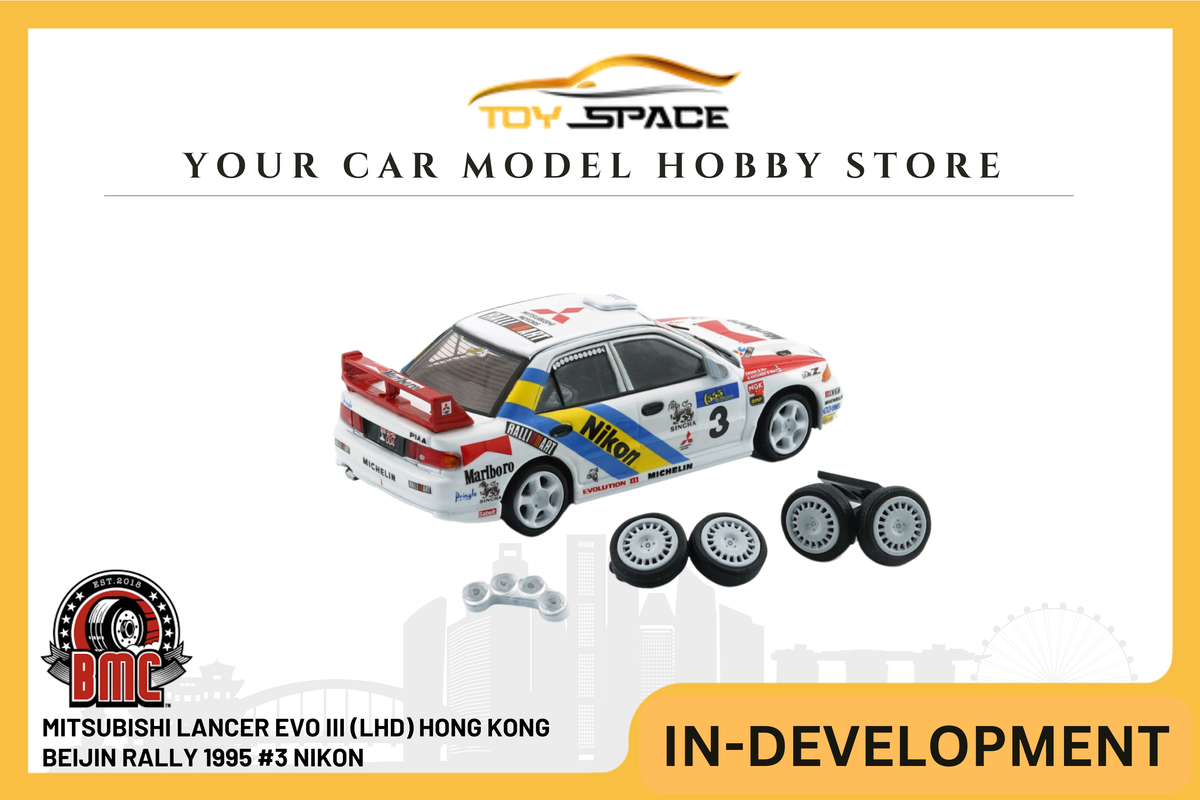 [BMC] 1:64 Mitsubishi Lancer EVO III (LHD) Hong Kong Beijin Rally 1995 #3 Nikon - Toy Space Diecast Online Store Singapore
