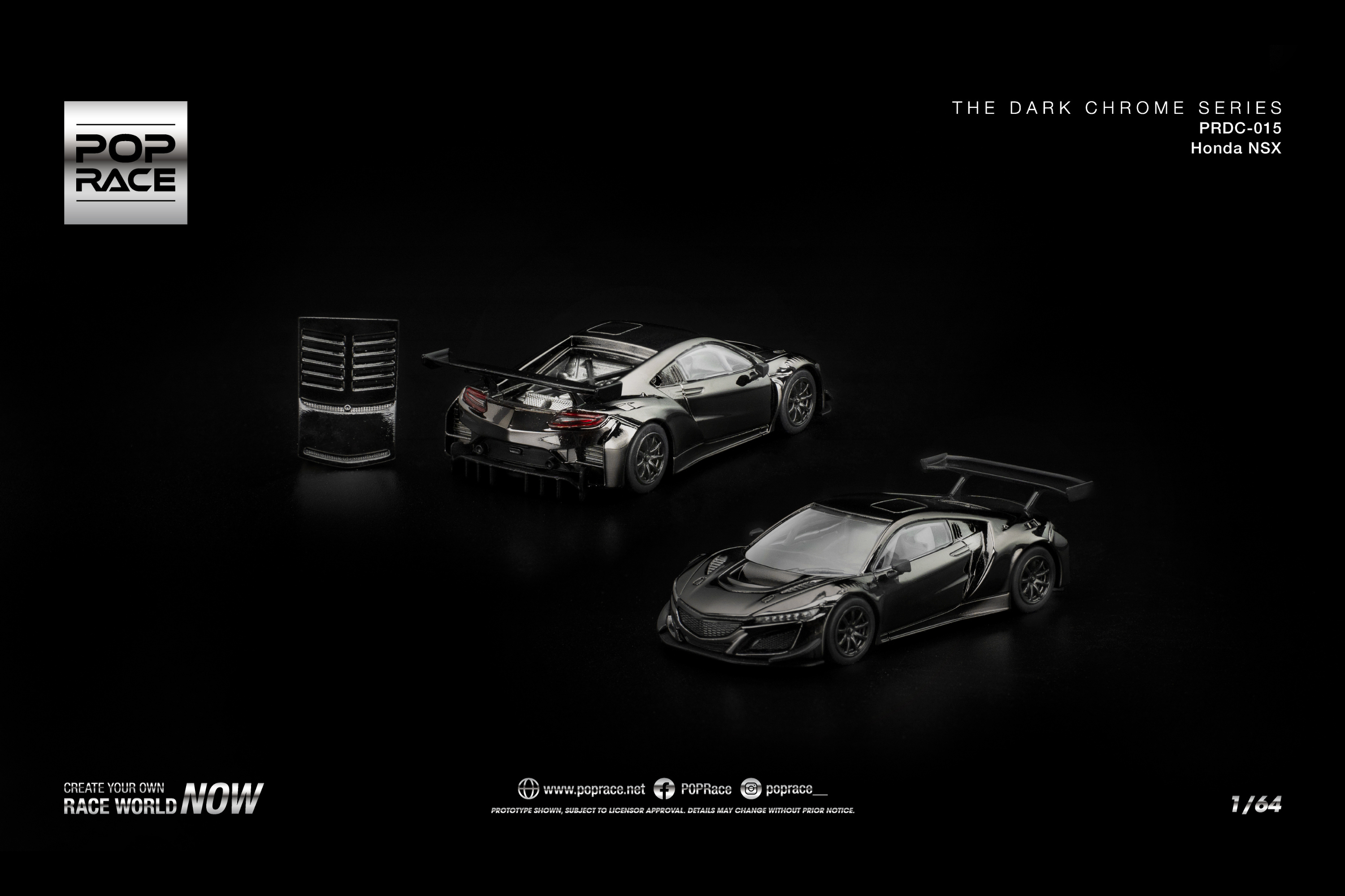 [POP RACE] 1:64 Honda NSX GT3 Evo22 Dark Chrome