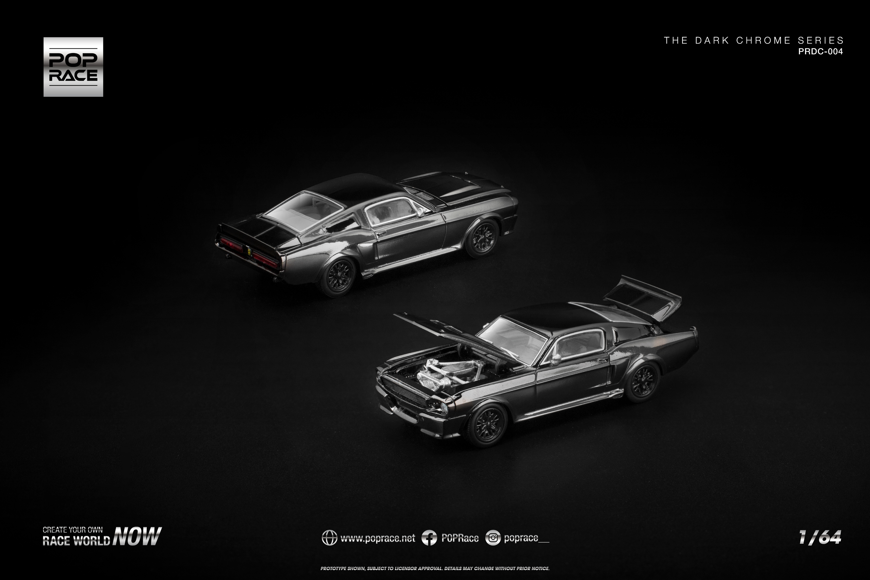 [POP RACE] 1:64 Shelby Mustang GT500 Dark Chrome