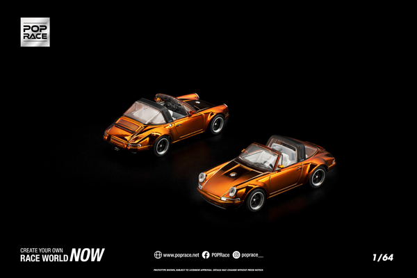 [POP RACE] 1:64 Singer Targa Bronze Chrome - Toy Space Diecast Online Store Singapore