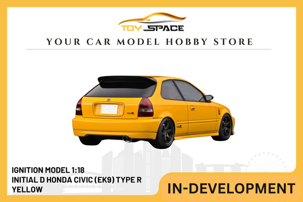 [IGNITION MODEL] 1:18 INITIAL D Honda Civic (EK9) Type R Yellow [IG3541]