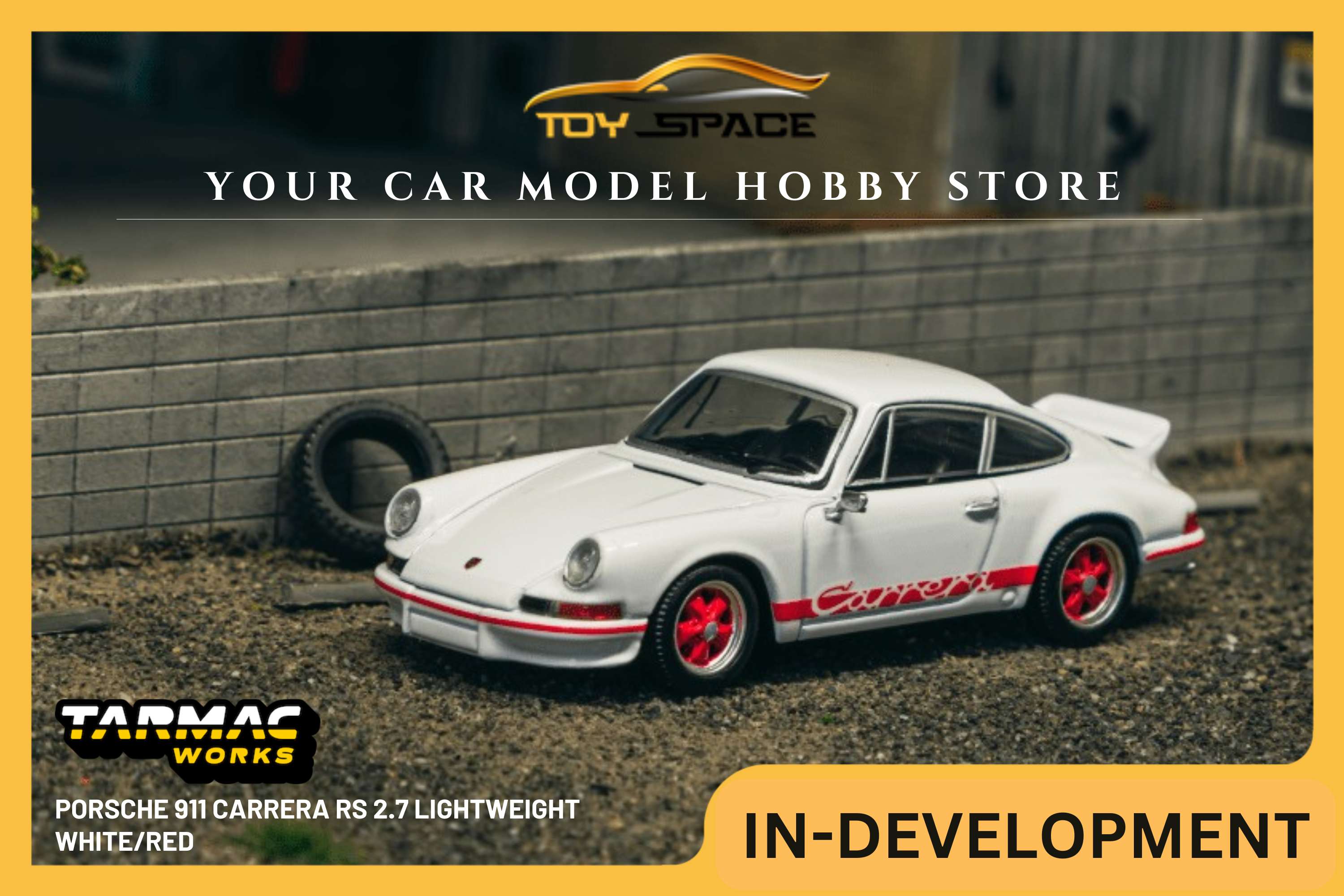 [TARMAC WORKS] 1:64 Porsche 911 Carrera RS 2.7 Lightweight White/Red - COLLAB64