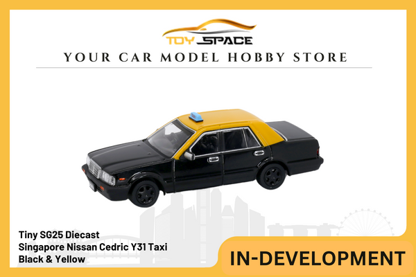 [TINY] SG25 Diecast - Singapore Nissan Cedric Y31 Taxi Black & Yellow