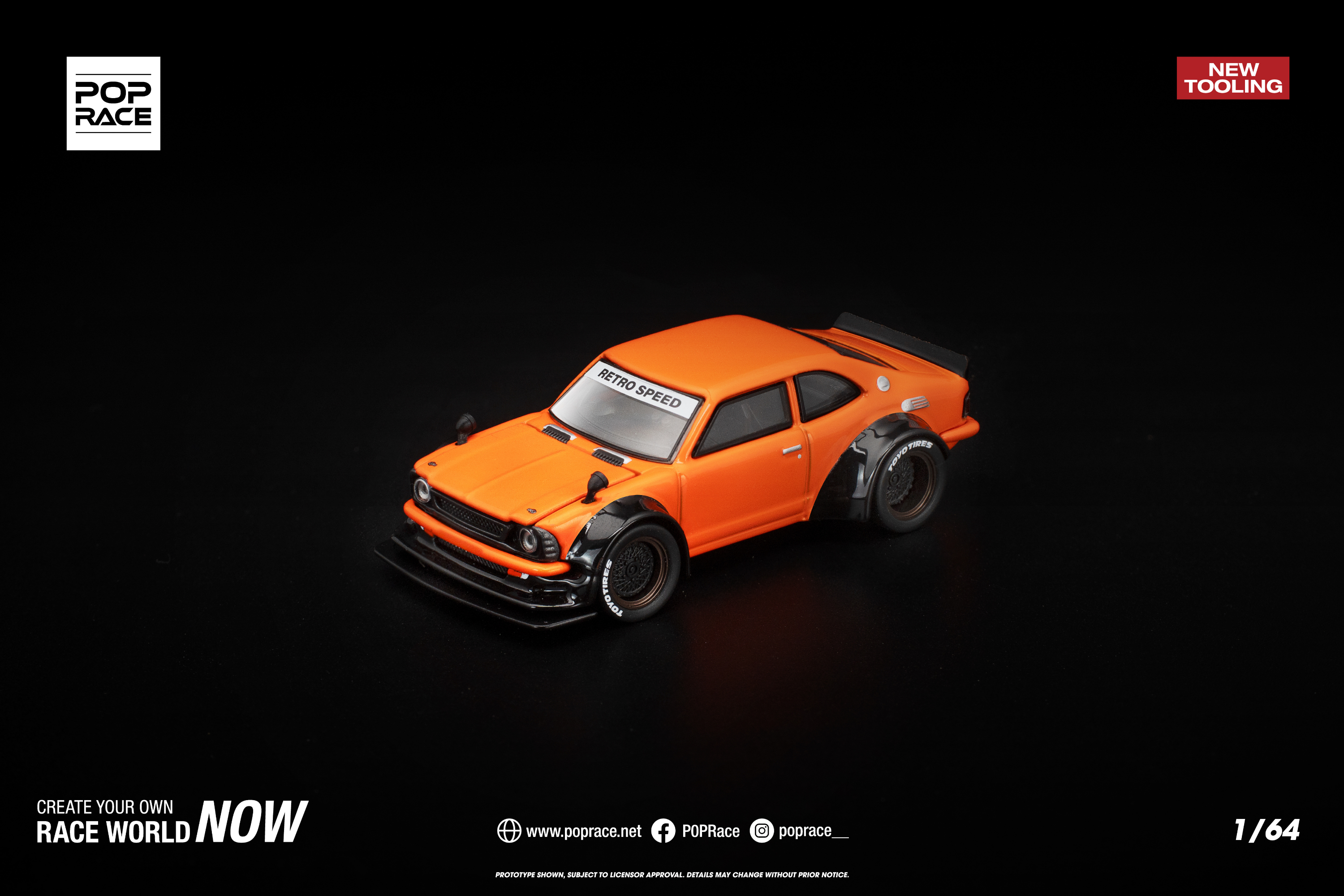 [POP RACE] 1:64 Toyota Corolla KE25 Orange