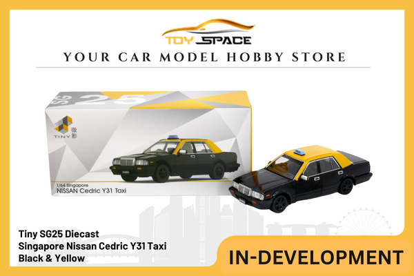 [TINY] SG25 Diecast - Singapore Nissan Cedric Y31 Taxi Black & Yellow