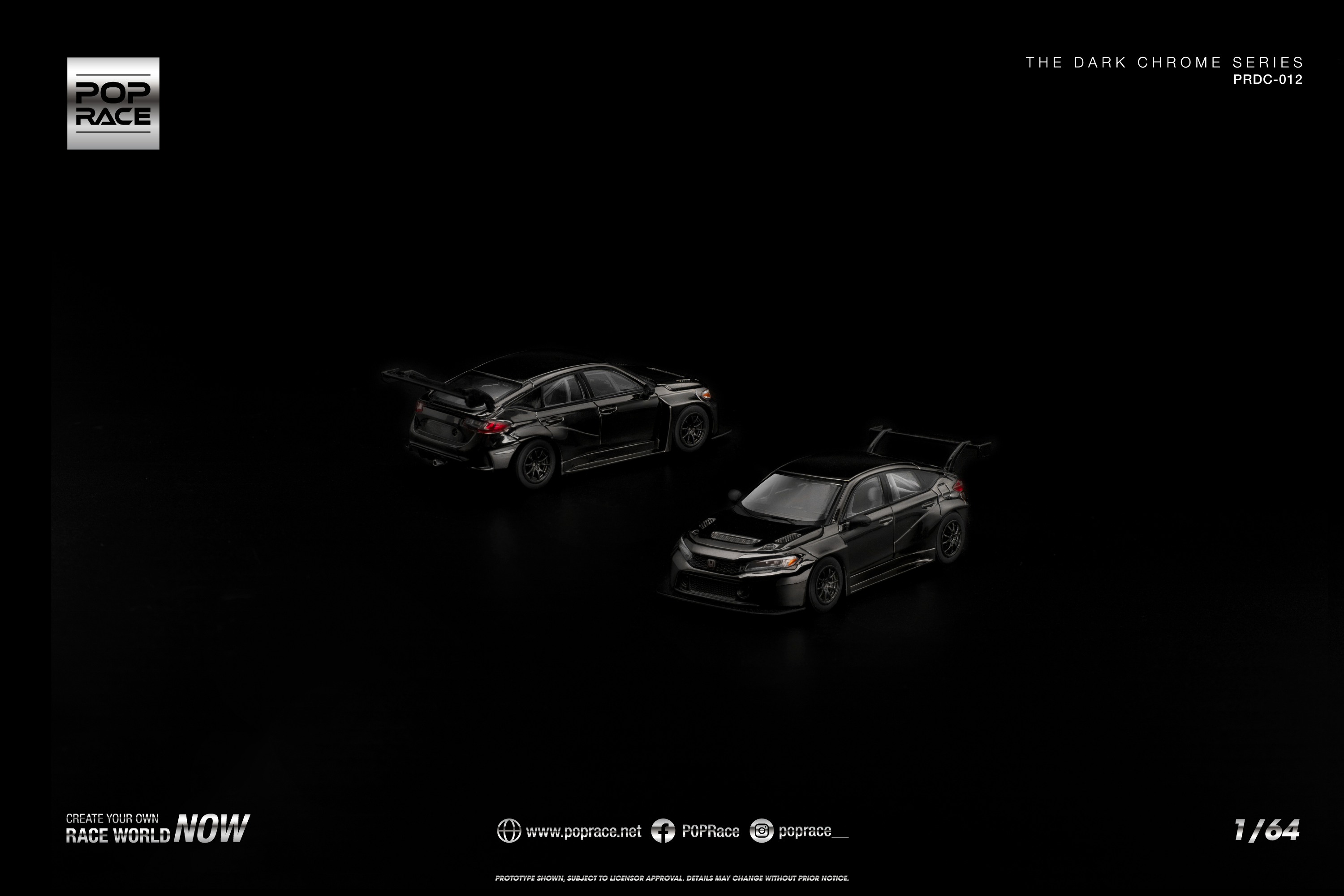 [POP RACE] 1:64 Honda Civic FL5 TCR Dark Chrome