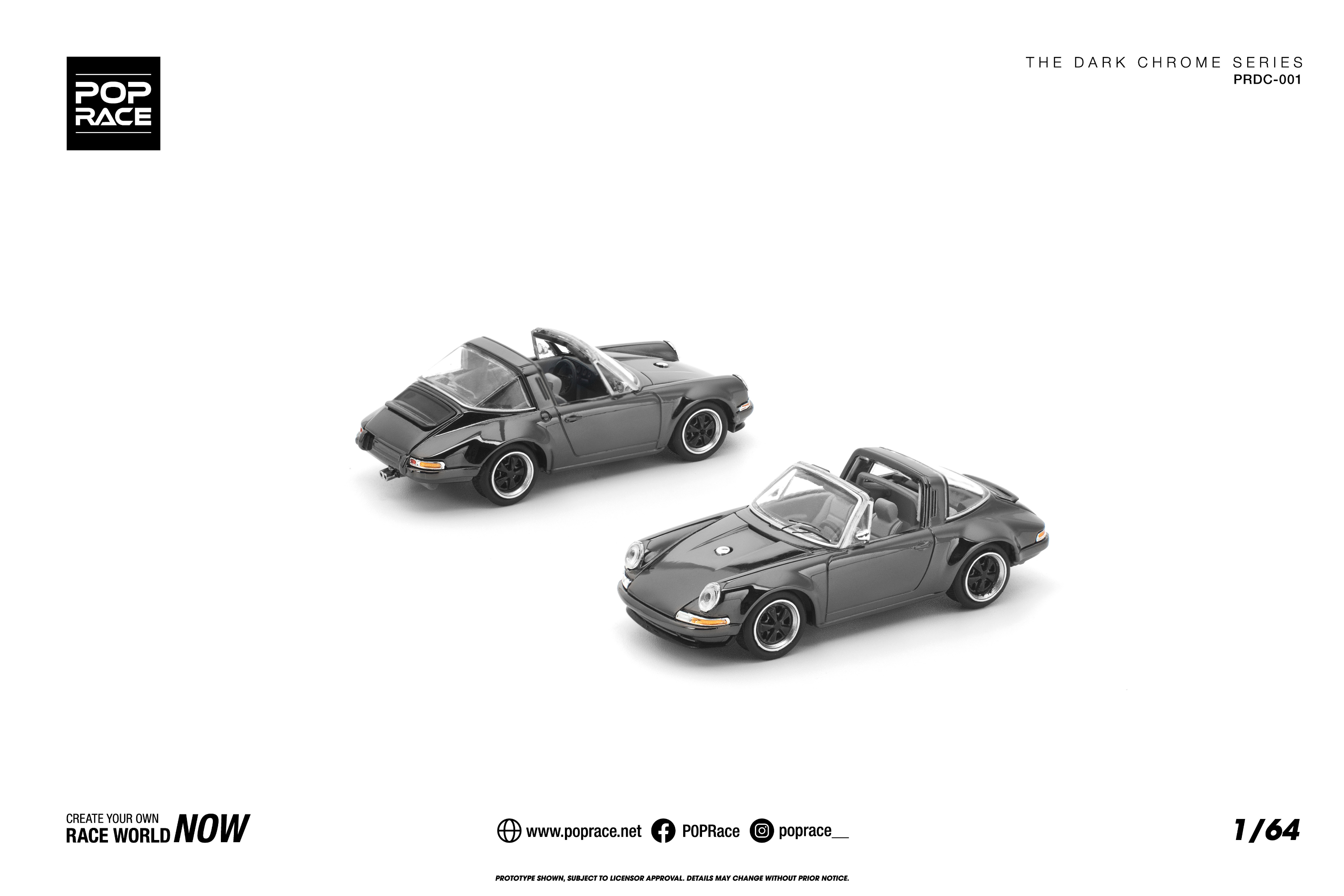 [POP RACE] 1:64 Singer Targa Dark Chrome