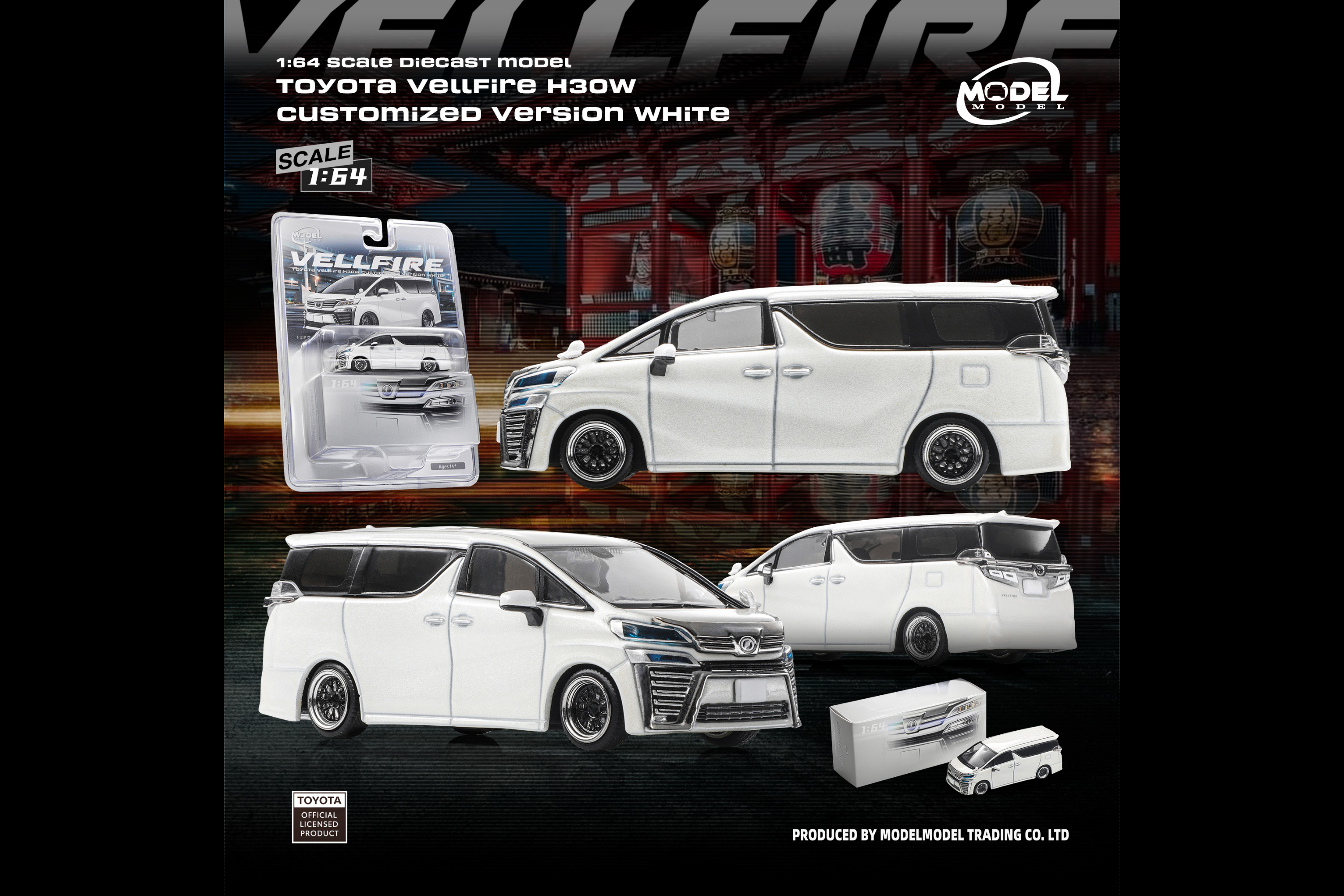 [MODEL MODEL] 1:64 Toyota Vellfire H30W Customized Version White