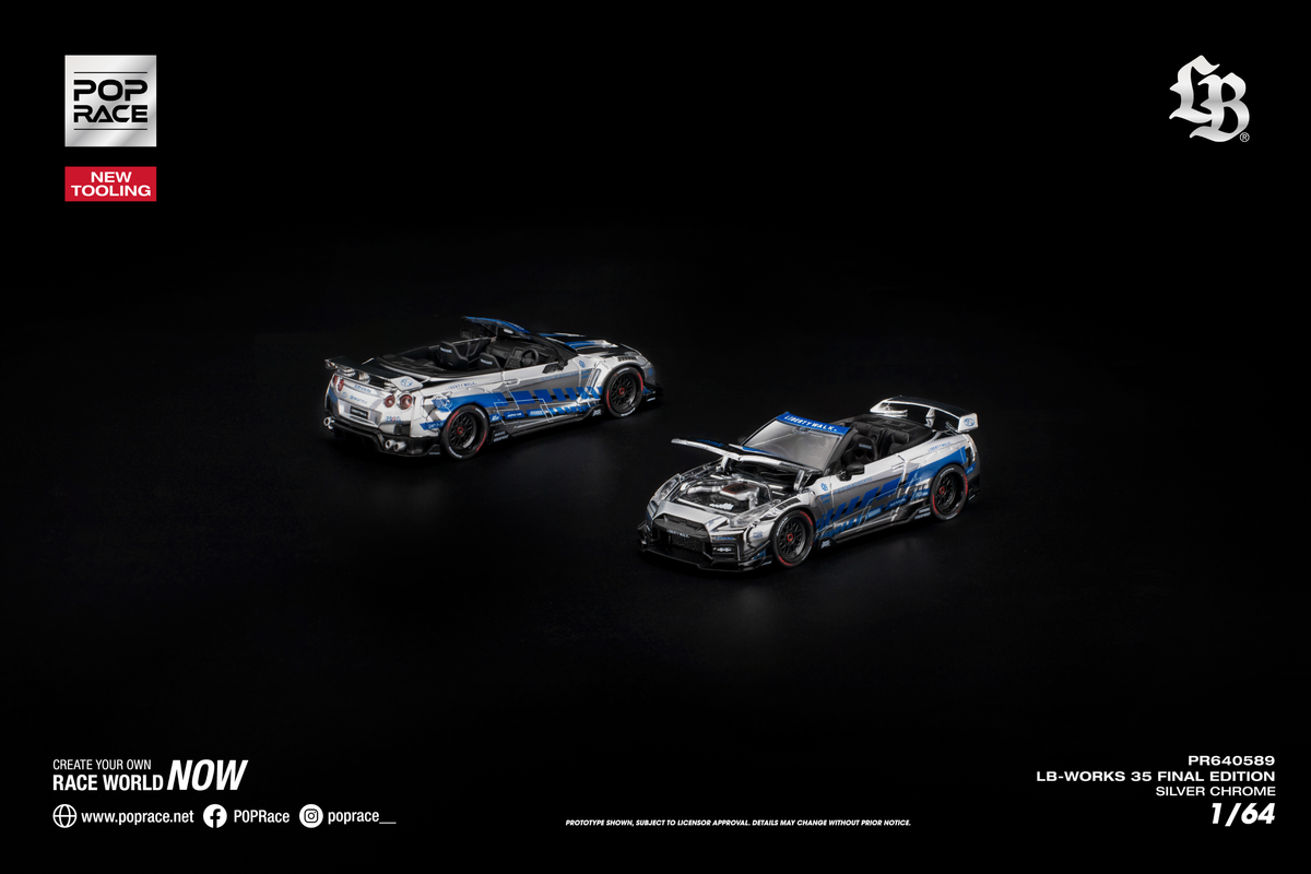 [POP RACE] 1:64 LB-Works 35 Final Edition Silver Chrome - Toy Space Diecast Online Store Singapore