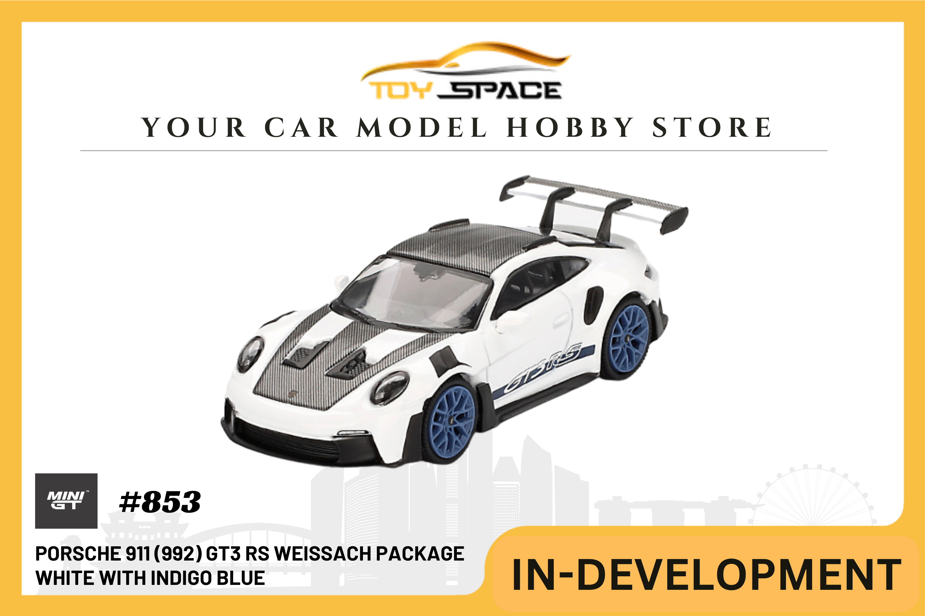 [MINI GT] Porsche 911 (992) GT3 RS Weissach Package White with Indigo Blue