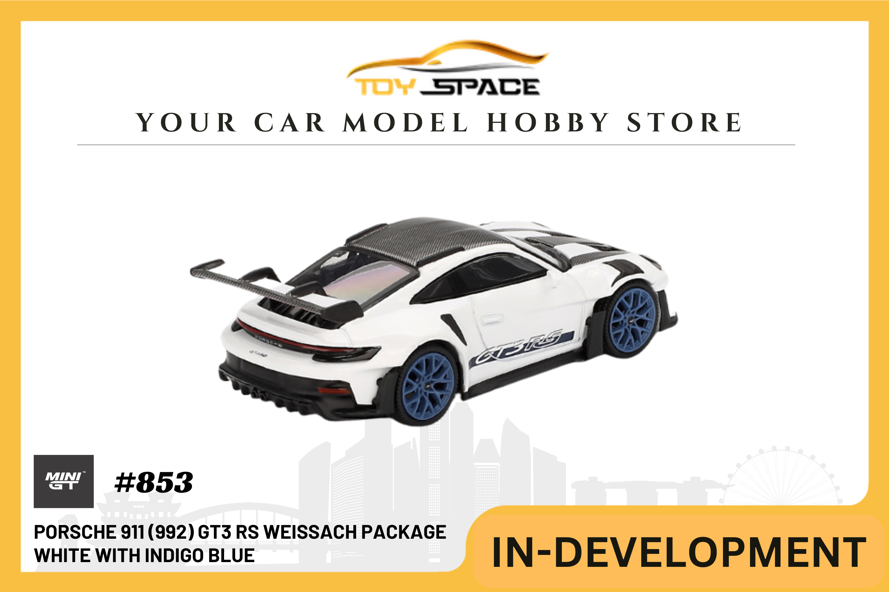 [MINI GT] Porsche 911 (992) GT3 RS Weissach Package White with Indigo Blue