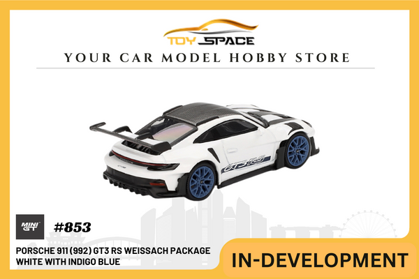 [MINI GT] Porsche 911 (992) GT3 RS Weissach Package White with Indigo Blue