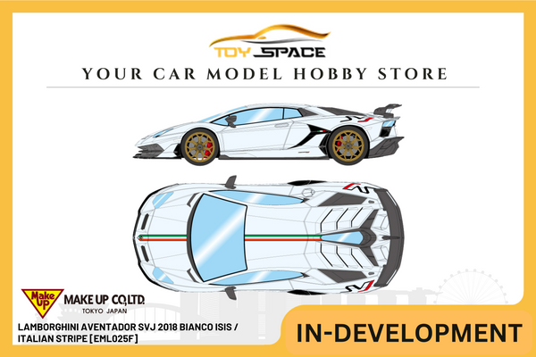 [MAKE UP] 1/18 Lamborghini Aventador SVJ 2018 Bianco Isis / Italian Stripe [EML025F]