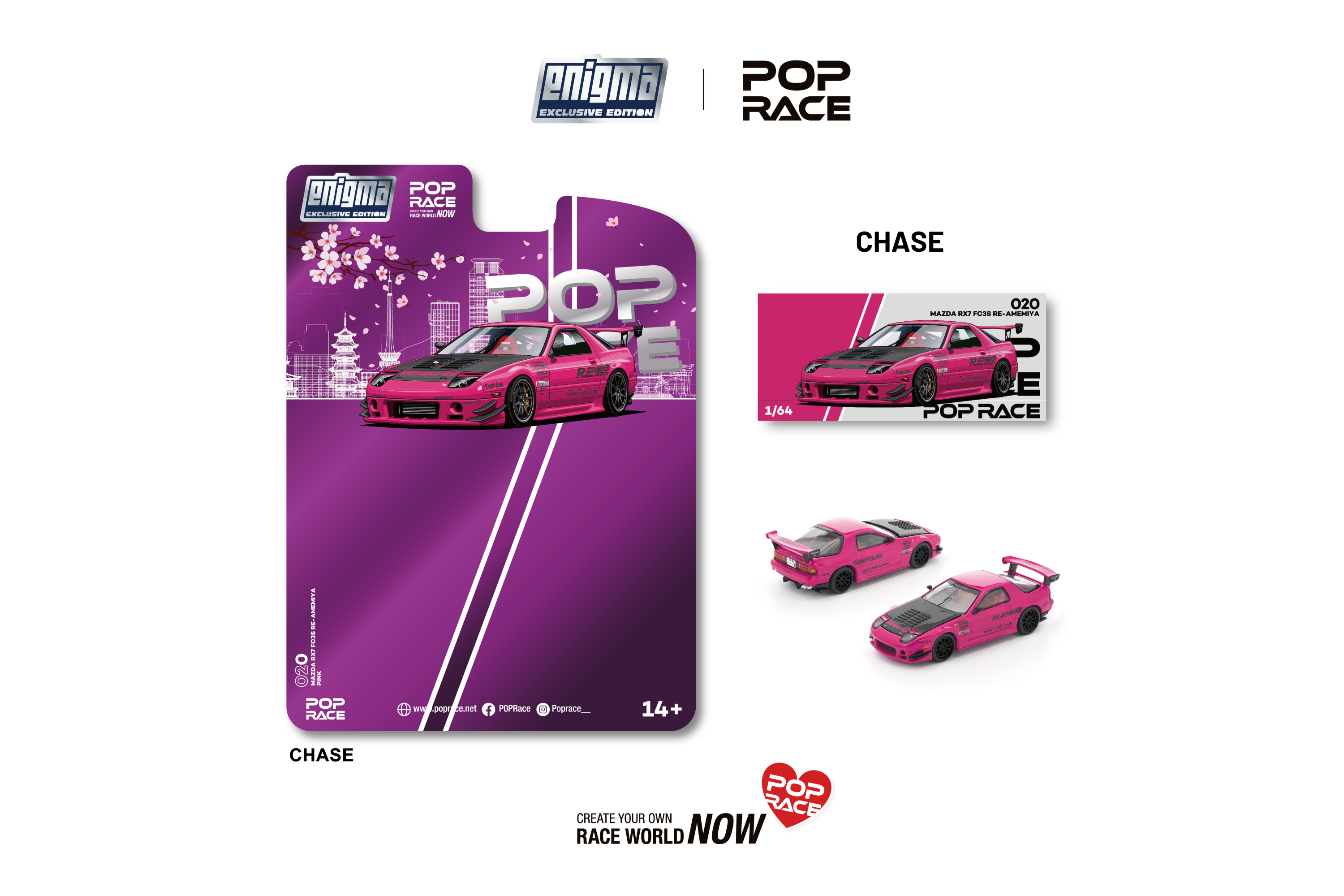 [POP RACE] 1:64 Mazda RX7 (FC3S) RE-Amemiya Pink