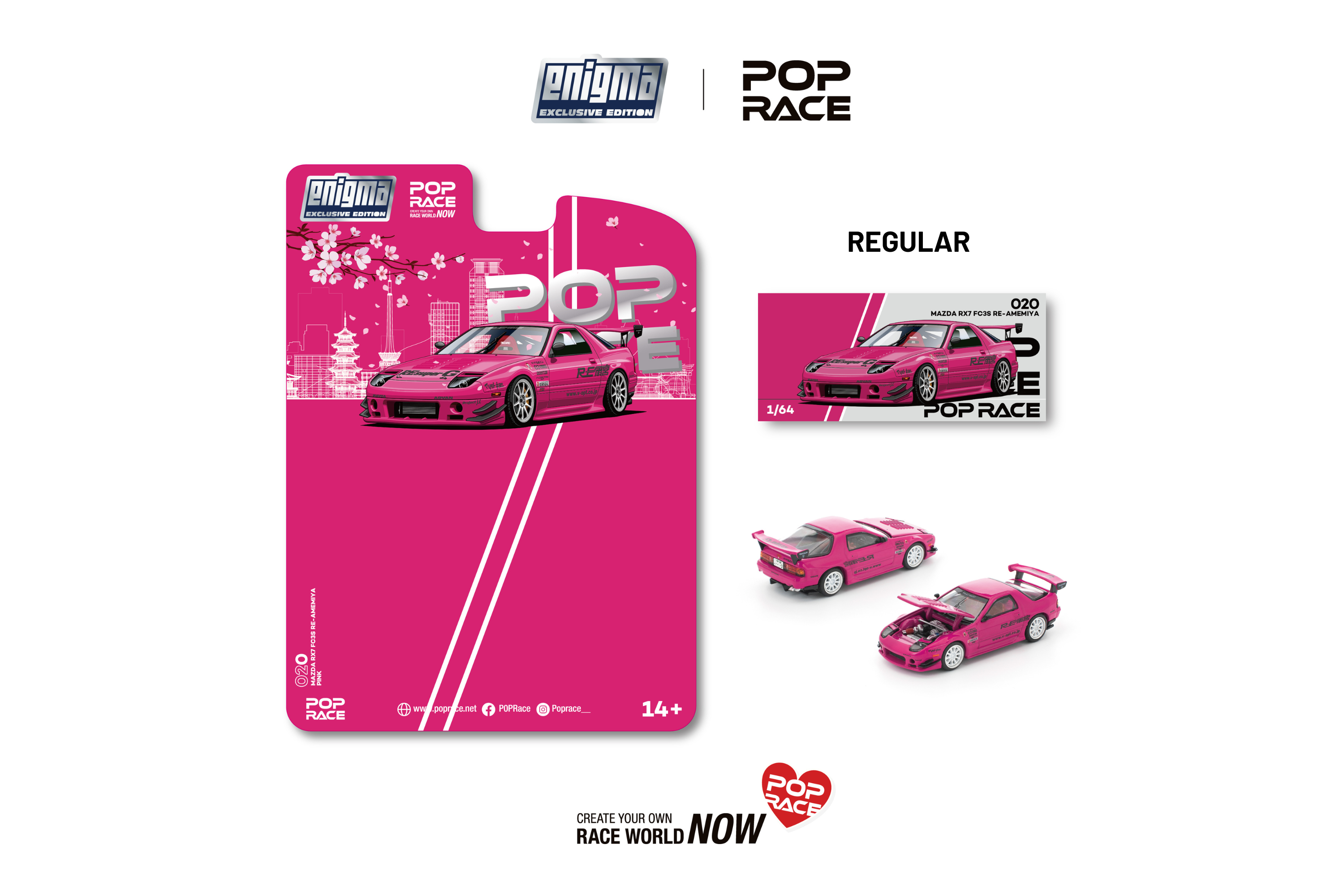[POP RACE] 1:64 Mazda RX7 (FC3S) RE-Amemiya Pink