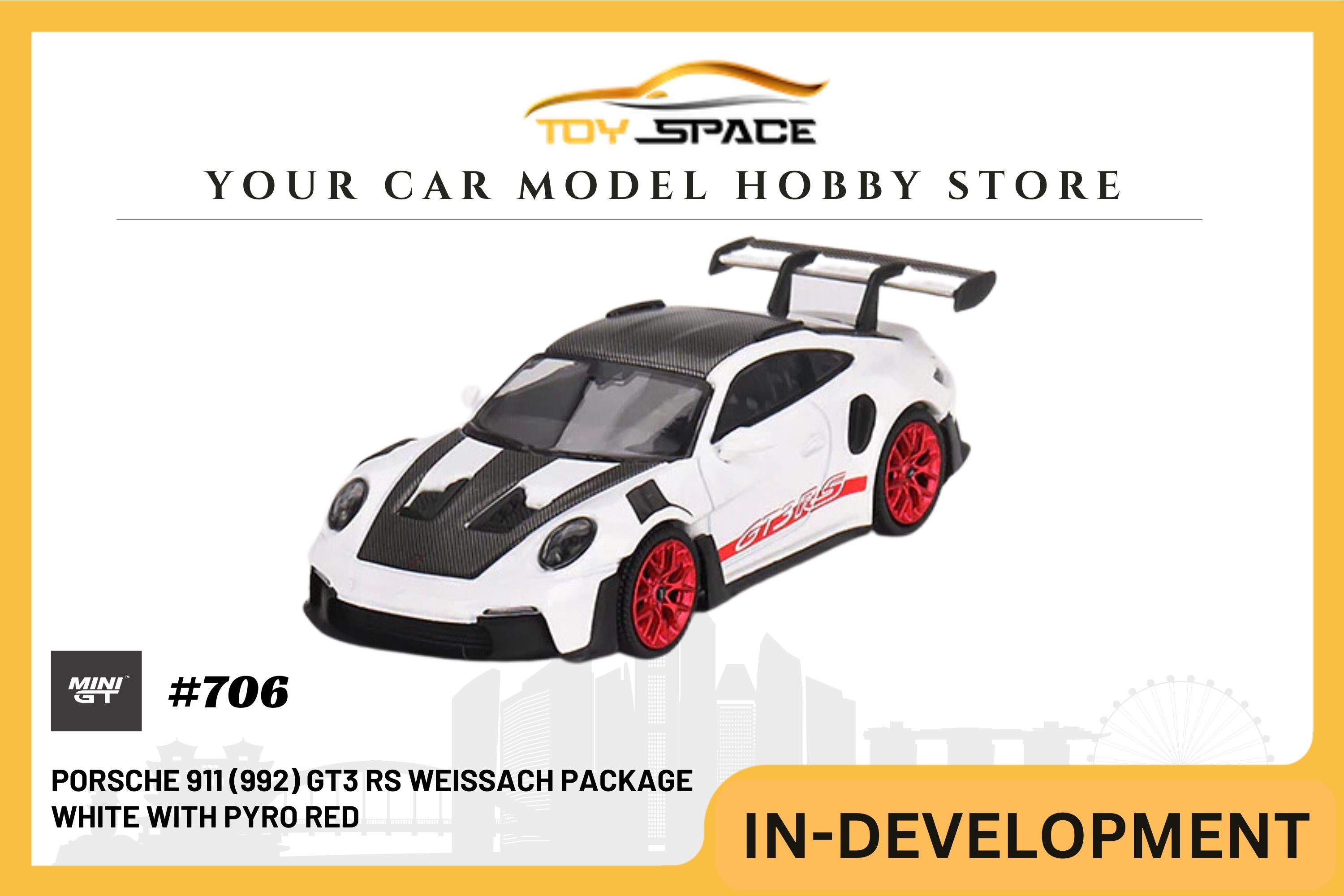 [MINI GT] Porsche 911 (992) GT3 RS Weissach Package White With Pyro Red (RHD)