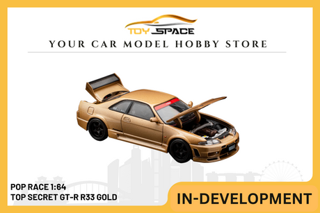 [POP RACE] 1:64 Top Secret GT-R R33 Gold - Toy Space Diecast Online Store Singapore
