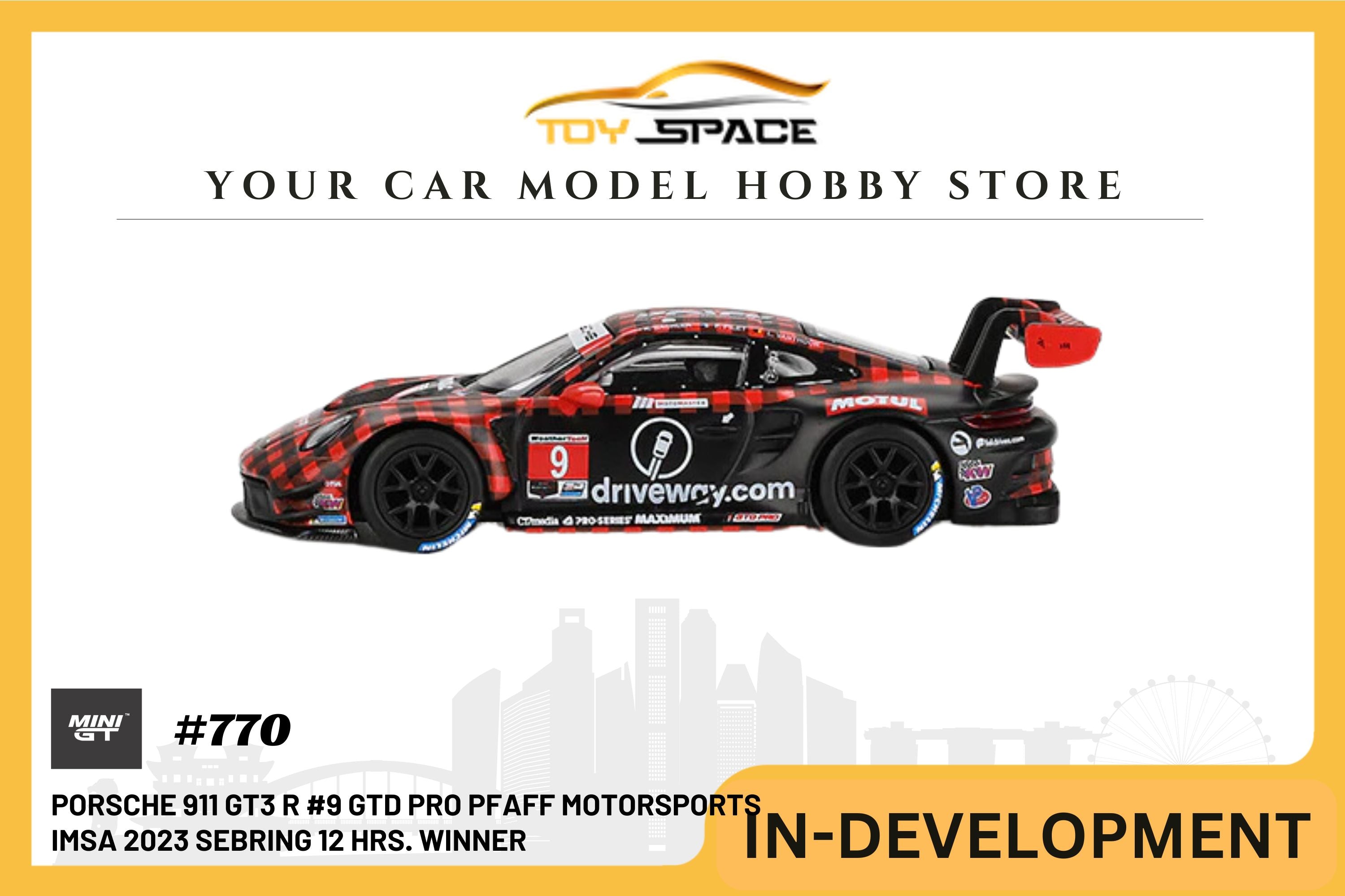 [MINI GT] Porsche 911 GT3 R #9 GTD PRO Pfaff Motorsports IMSA 2023 Sebring 12 Hrs. Winner