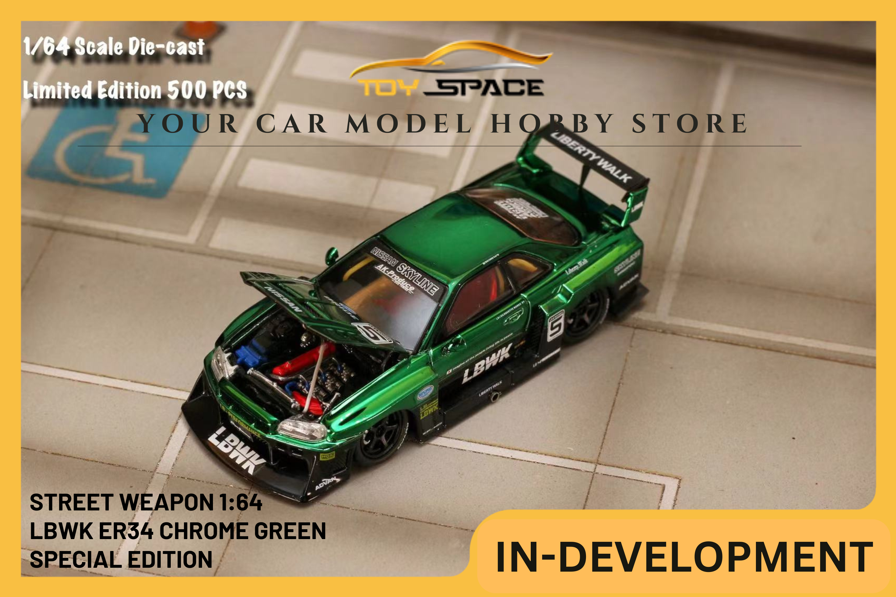 [STREET WEAPON] 1:64 LBWK ER34 Chrome Green Special Edition