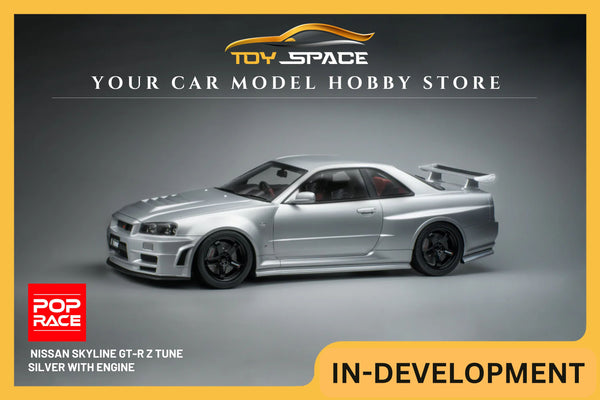 [POP RACE] 1/12 Nissan GT-R Z Tune Silver With Engine - Toy Space Diecast Online Store Singapore