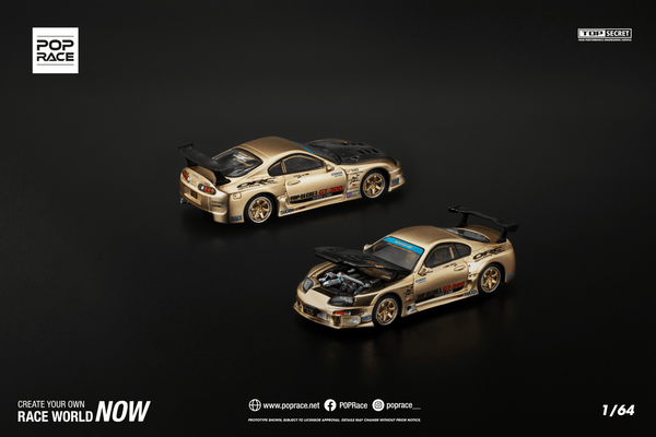 [POP RACE] 1:64 Top Secret GT300 Supra Chrome Gold/Carbon Hood
