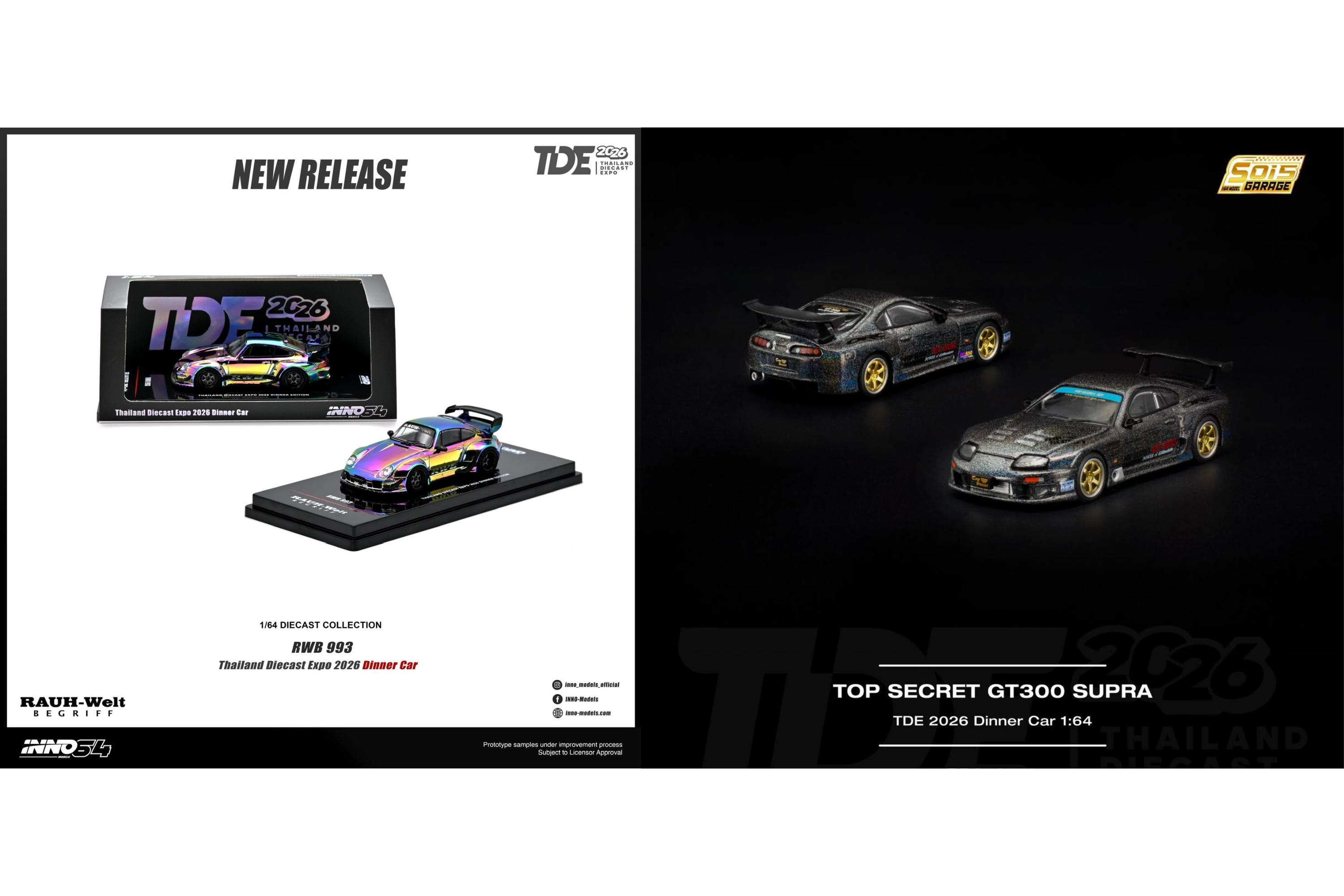 [POP RACE x INNO64] 1:64 Dinner Car Set [Thailand Diecast Expo 2026 Event Edition]