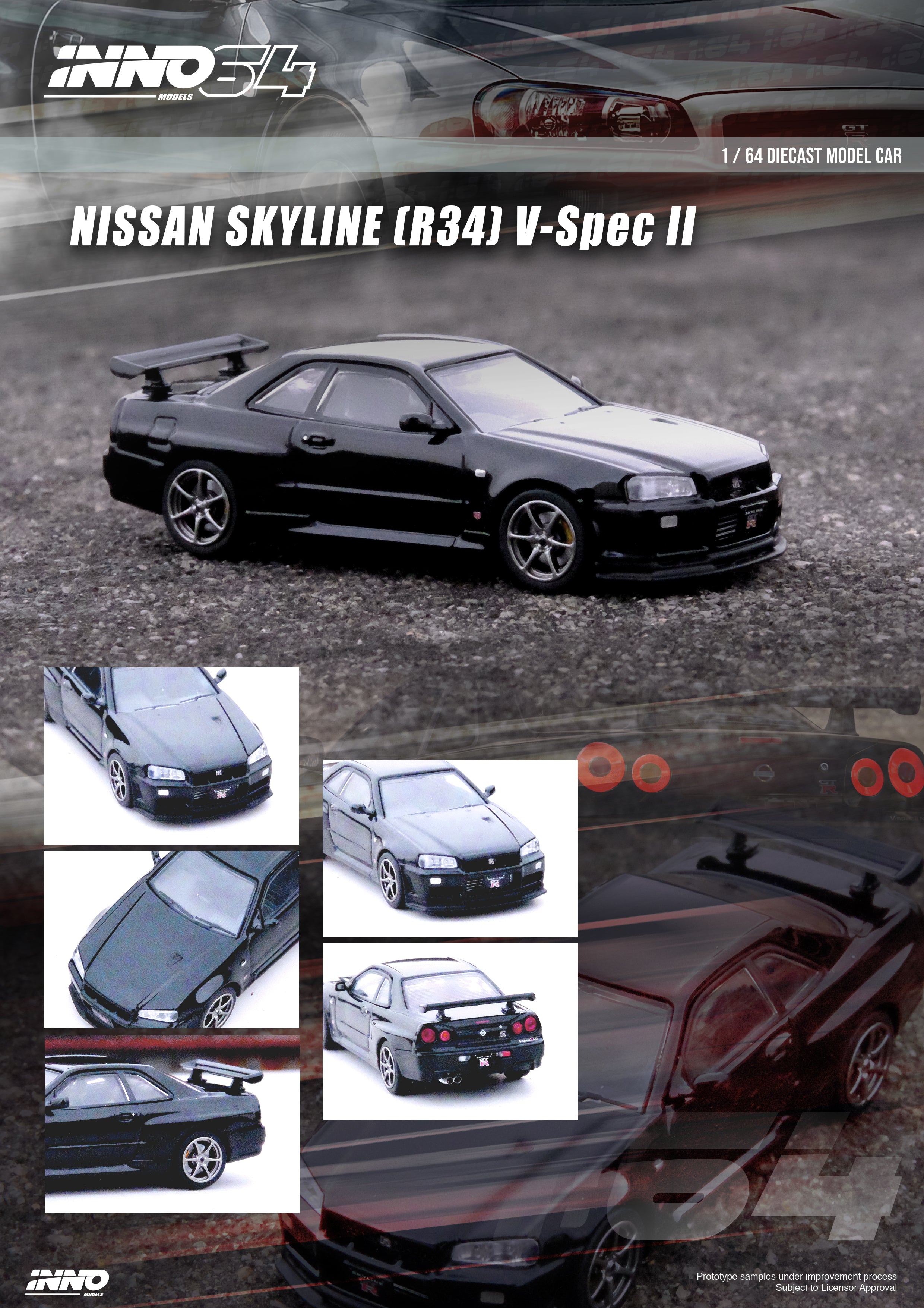 Inno64 Nissan Skyline GT-R (R34) V-SPEC II Black