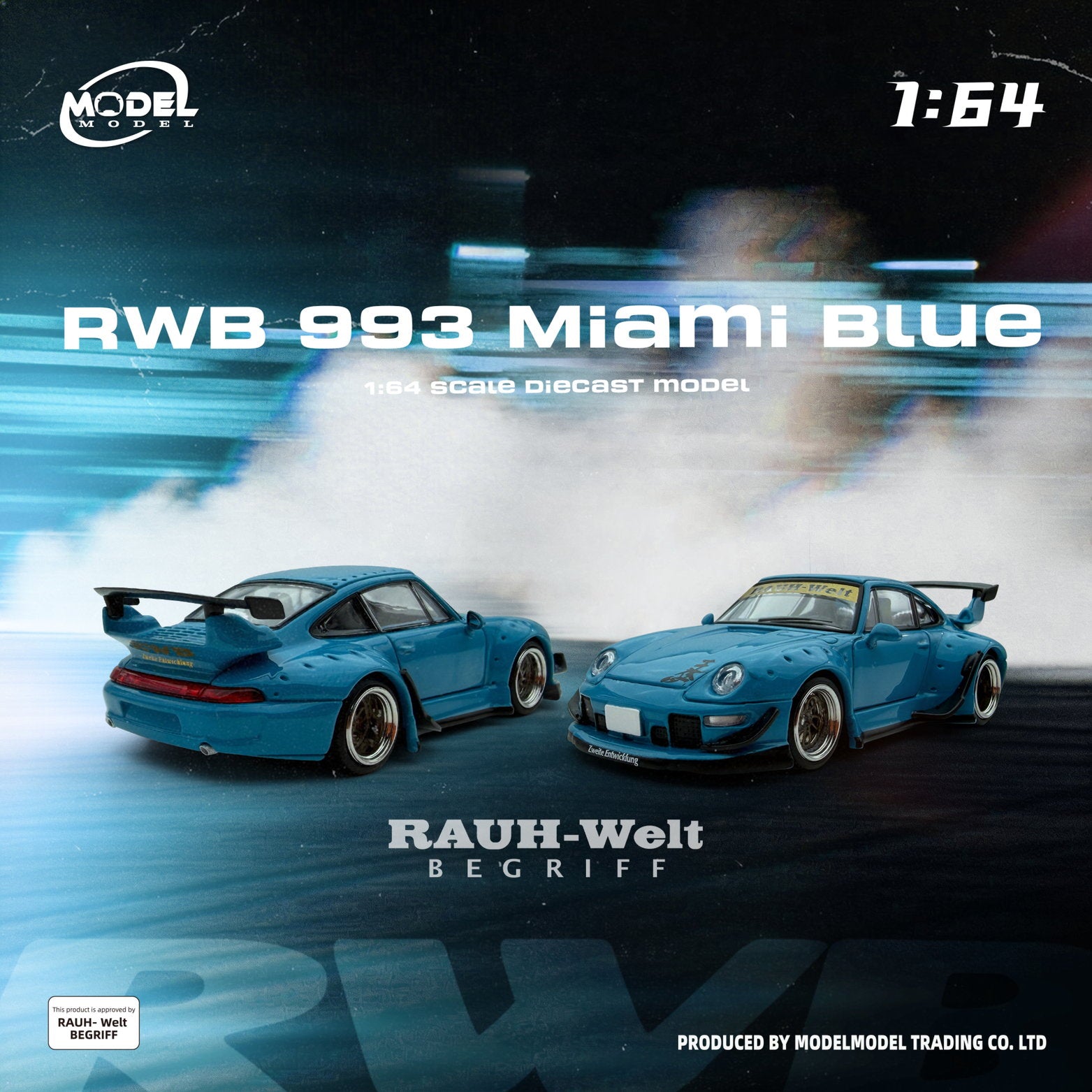 [MODEL MODEL] 1:64 RWB 993 Miami Blue - Toy Space Diecast Online Store Singapore