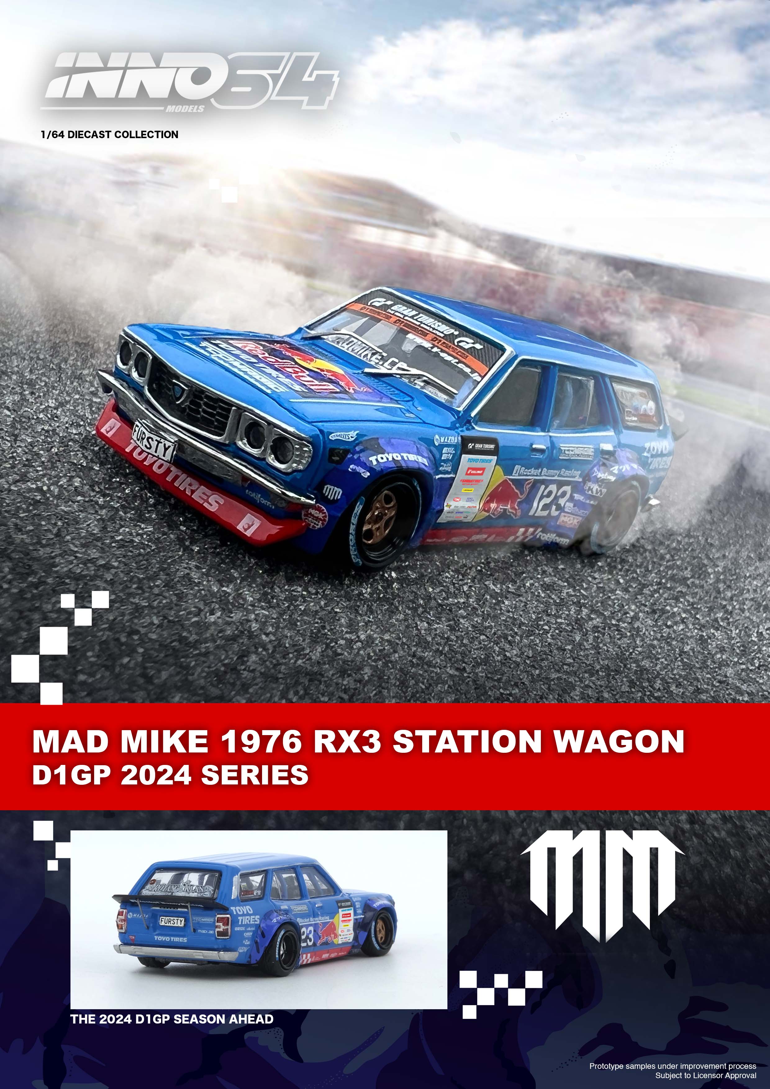 [INNO64] Mad Mike 1976 Mazda RX3 Station Wagon  D1GP Series 2024