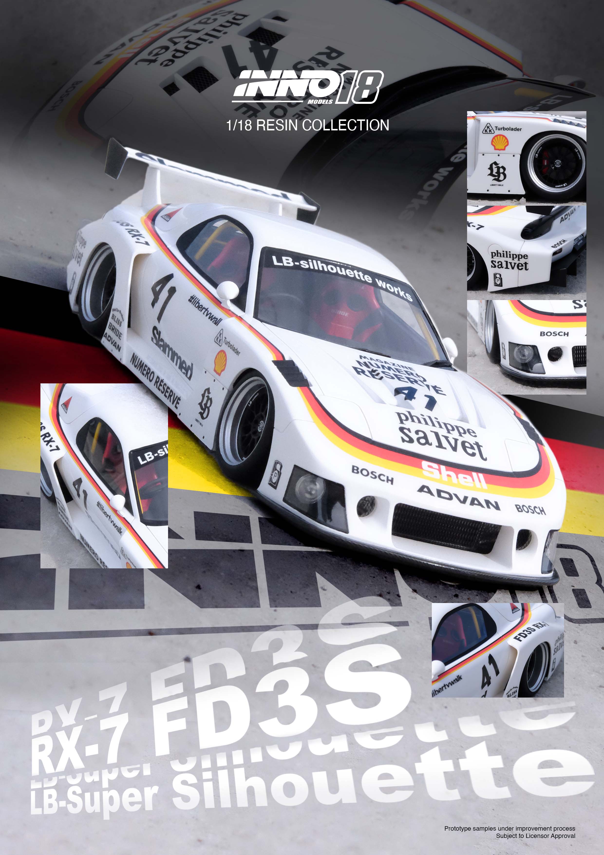 [INNO18] 1/18 Mazda RX7 (FD3S) LB-Super Silhouette White