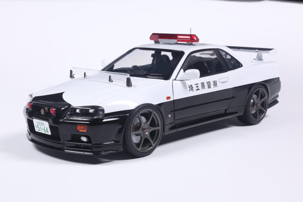 [SOLIDO] 1:18 Nissan Skyline GT-R (BNR34) Japanese Police White 1999 - Toy Space Diecast Online Store Singapore