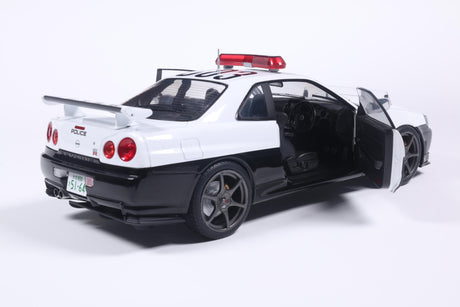 [SOLIDO] 1:18 Nissan Skyline GT-R (BNR34) Japanese Police White 1999 - Toy Space Diecast Online Store Singapore