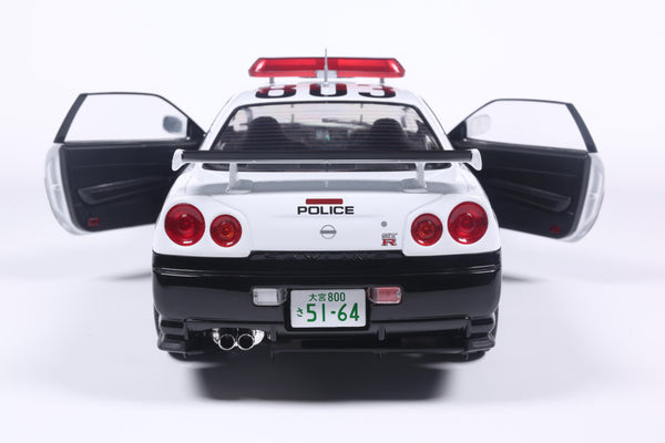 [SOLIDO] 1:18 Nissan Skyline GT-R (BNR34) Japanese Police White 1999 - Toy Space Diecast Online Store Singapore