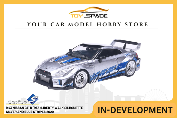 [SOLIDO] 1:43 Nissan GT-R (R35) Liberty Walk Silhouette Silver And Blue Stripes 2020