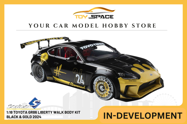 [SOLIDO] 1:18 Toyota GR86 Liberty Walk Body Kit Black & Gold 2024