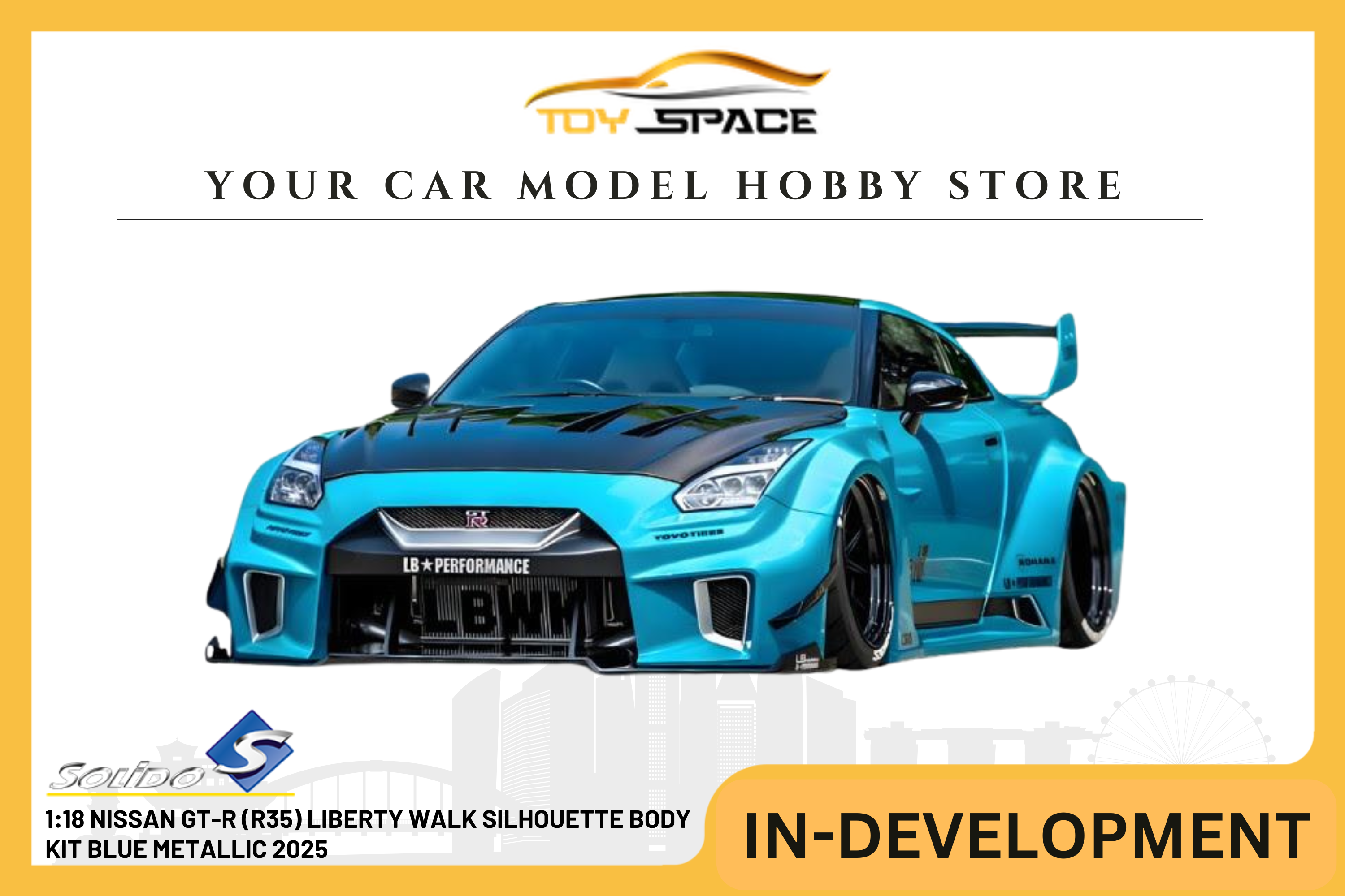 [SOLIDO] 1:18 Nissan GT-R (R35) Liberty Walk Silhouette Body Kit Blue Metallic 2025