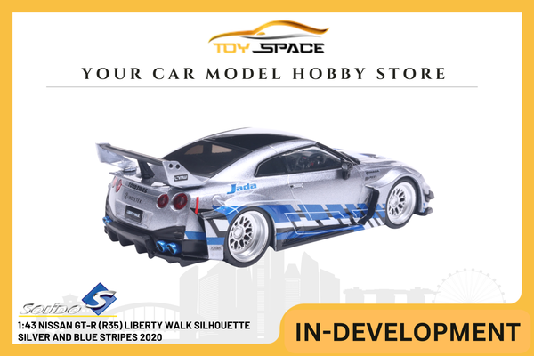 [SOLIDO] 1:43 Nissan GT-R (R35) Liberty Walk Silhouette Silver And Blue Stripes 2020