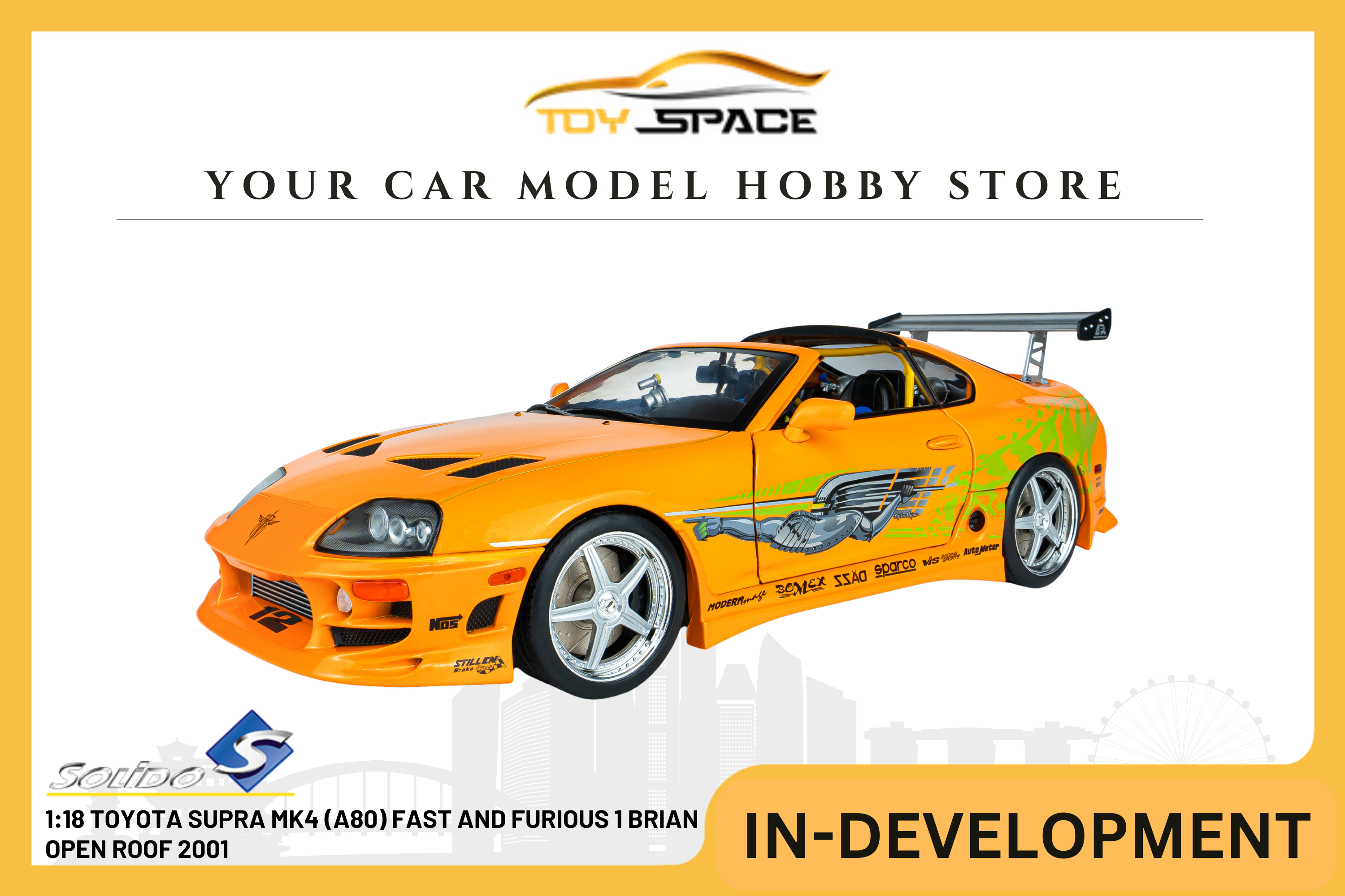 [SOLIDO] 1:18 Toyota Supra MK4 (A80) Fast And Furious 1 Brian Open Roof 2001