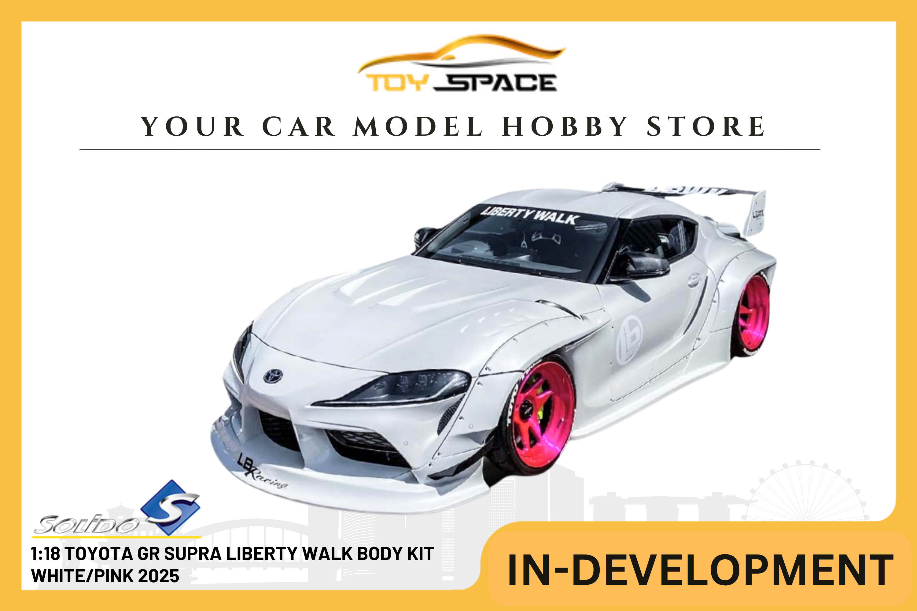 [SOLIDO] 1:18 Toyota GR Supra Liberty Walk Body Kit White/Pink 2025