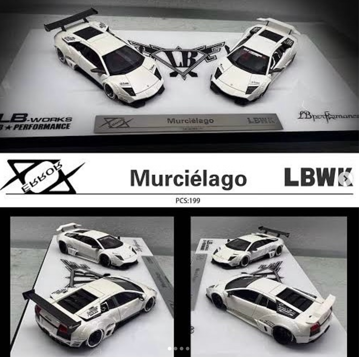 [Error 404 Model] 1:64 LBWK Murcielago LP640 Pearl White - Twin Car Set