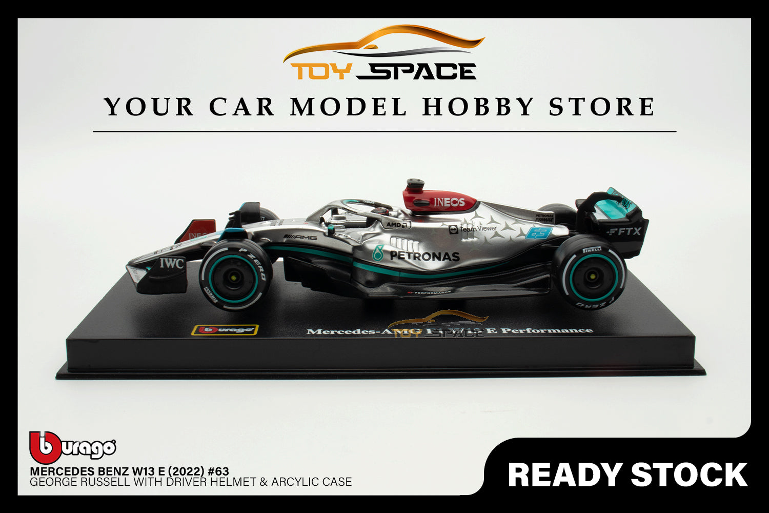 Bburago 1:43 Mercedes-AMG F1 (W13) Petronas Team (2022) #63 George Russel