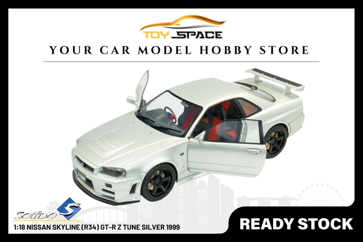 [SOLIDO] 1:18 Nissan Skyline (R34) GT-R Z Tune Silver 1999 - Toy Space Diecast Online Store Singapore